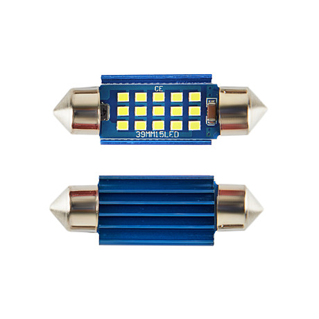 Светодиодная лампа с цоколем C5W FT-15SMD Blue aluminyum 39mm Canbus Nonpolarity White 9-24V