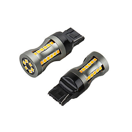 Светодиодная лампа с цоколем 7440-W27W-42SMD B-42SMD Canbus Amber 12-24V