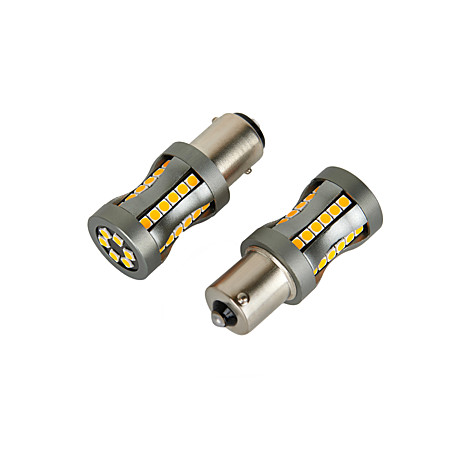 Светодиодная лампа с цоколем PY21W-1156-BA15s B-42SMD Canbus Amber 12-24V