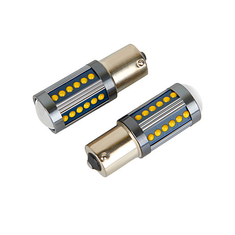 Светодиодная лампа с цоколем PY21W-1156-BA15s COB-36SMD Yellow Nonpolarity 12-24V