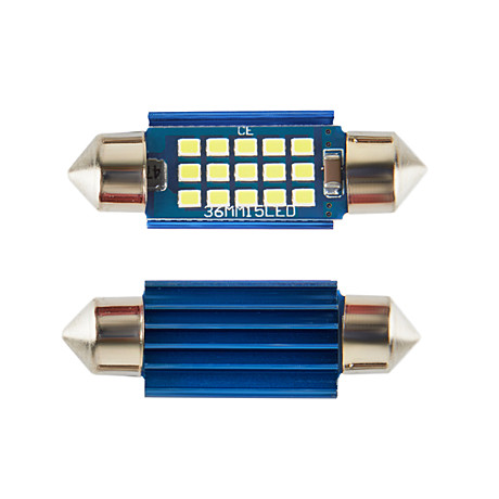 Светодиодная лампа с цоколем C5W FT-15SMD Blue aluminyum 36mm Canbus Nonpolarity White 9-24V