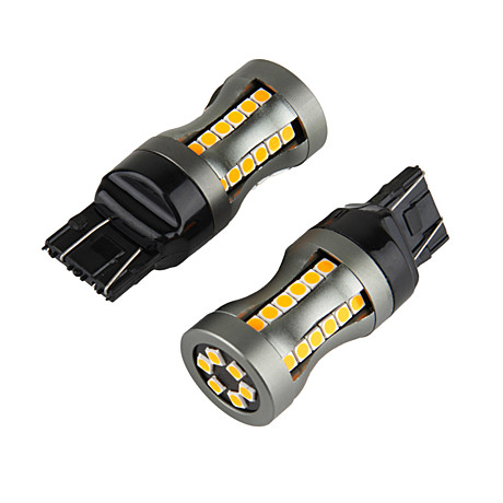 Светодиодная лампа с цоколем 7443-W27/5W-42SMD B-42SMD Canbus Amber 12-24V